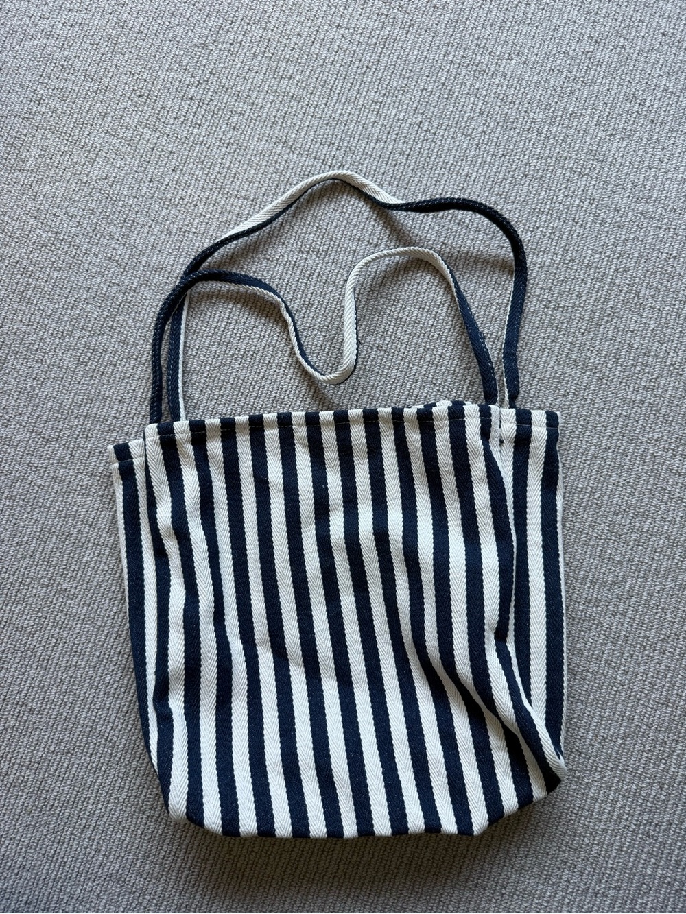 Striped Navy and White Tote Bag